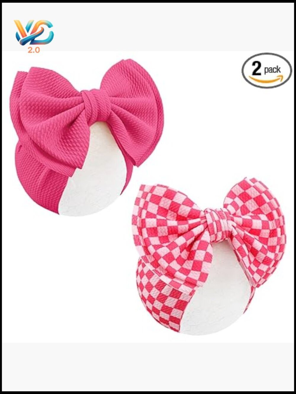 Checkered Double Layered Hair Bows for Baby Girls - Oversized Bow Headbands